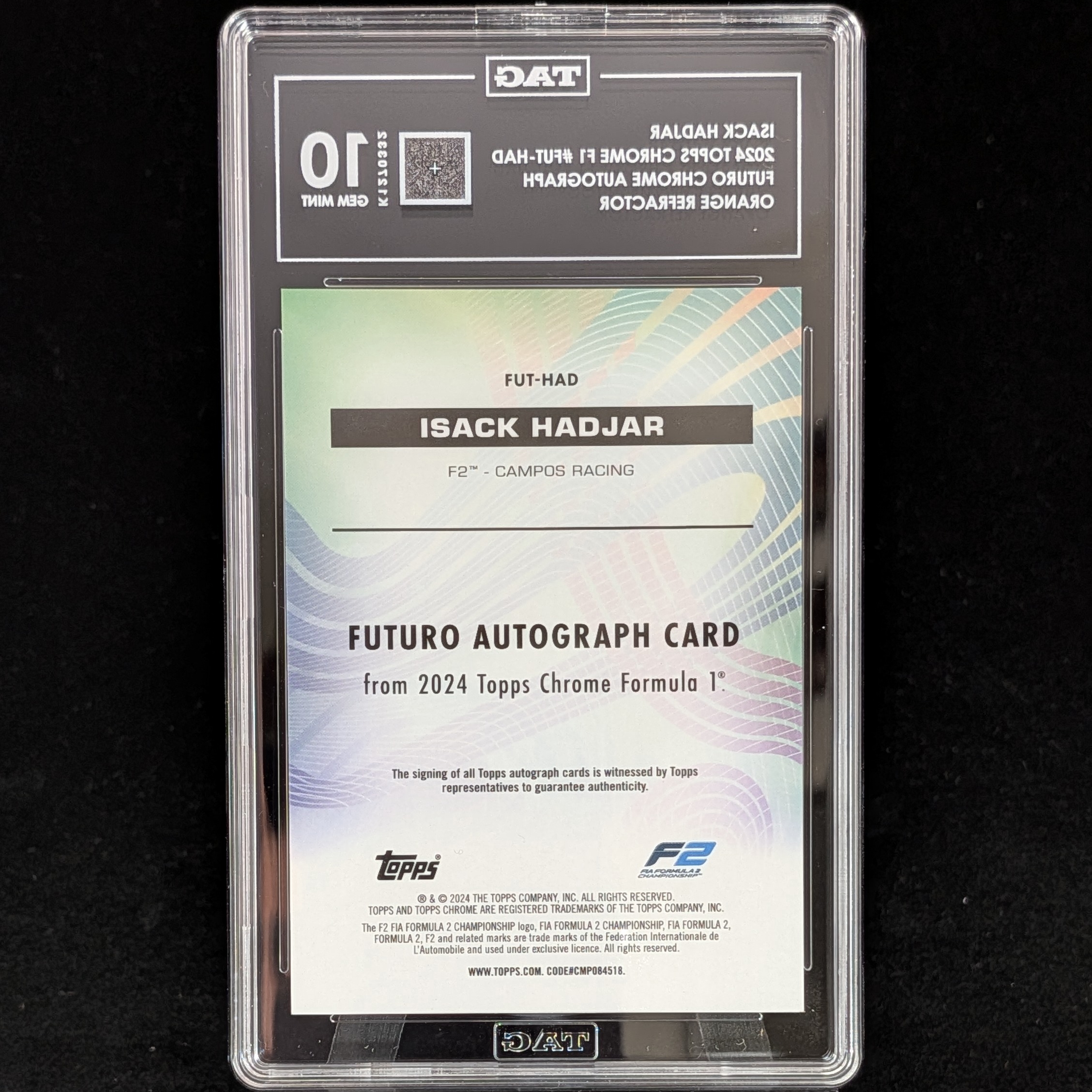 2024 Topps Isack Hadjar #FUT-HAD AUTO SLAB /25 - Image 2