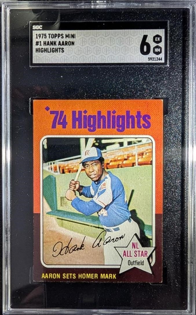 1975 Topps Mini Hank Aaron #1 HOF SLAB VINTAGE